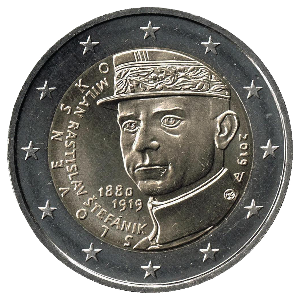 2 euros conmemorativa Centenario de la Muerte de Milan Rastislav Štefánik
